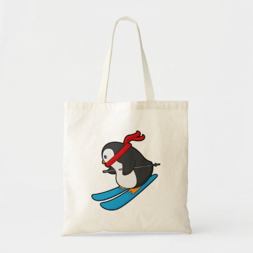Penguin as Skier with Ski Tote Bag