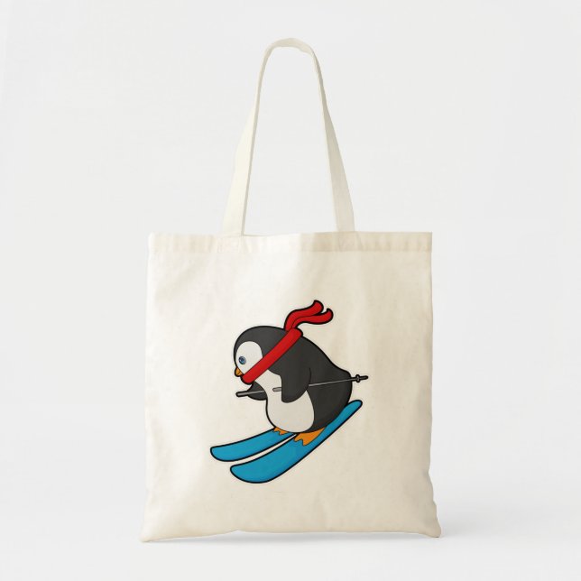 Penguin as Skier with Ski Tote Bag (Front)