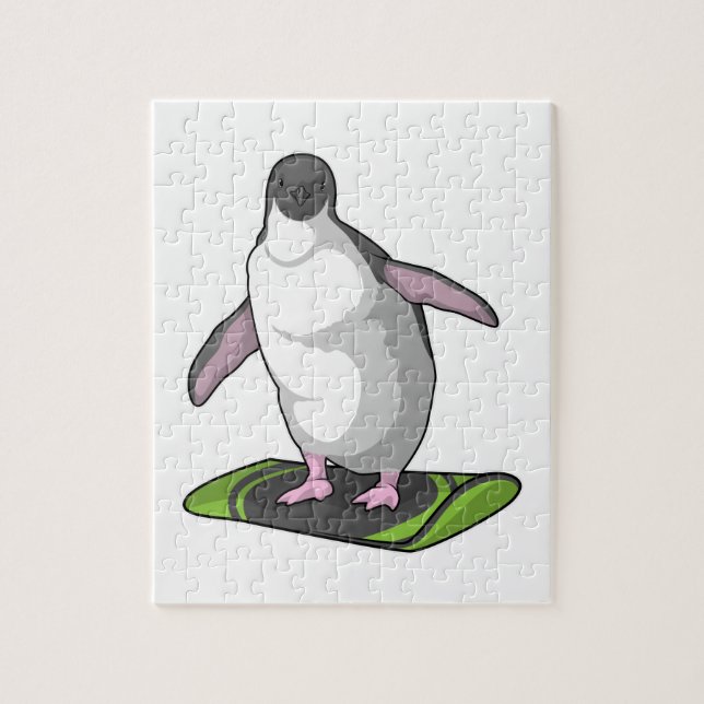 Penguin as Snowboarder with Snowboard Jigsaw Puzzle (Vertical)