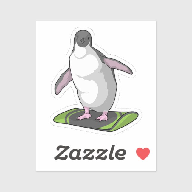 Penguin as Snowboarder with Snowboard Sticker (Sheet)