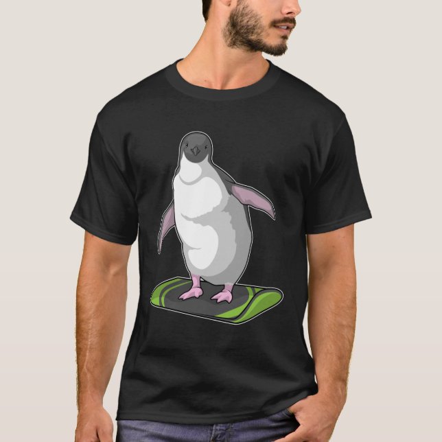 Penguin as Snowboarder with Snowboard T-Shirt (Front)