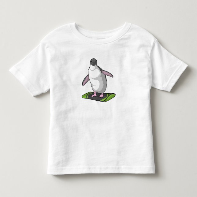 Penguin as Snowboarder with Snowboard Toddler T-shirt (Front)