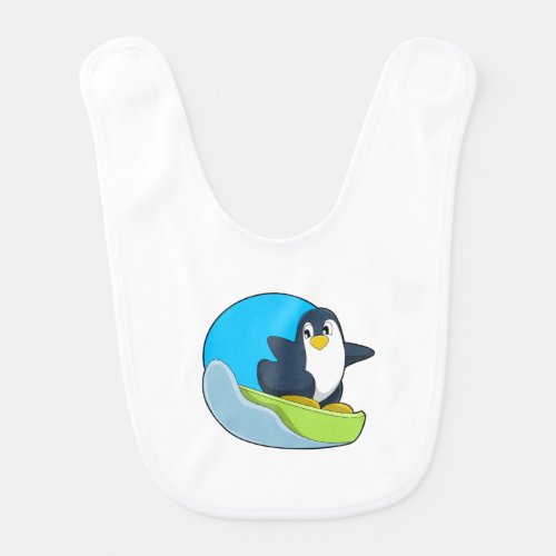 Penguin as Snowboarder with SonowboardPNG Baby Bib