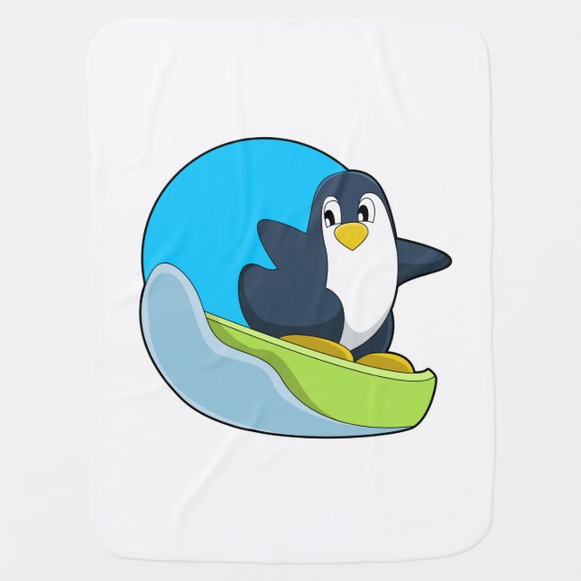 Penguin as Snowboarder with Sonowboard.PNG Baby Blanket (Front)
