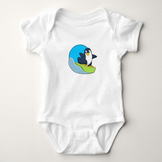 Penguin as Snowboarder with Sonowboard.PNG Baby Bodysuit (Front)