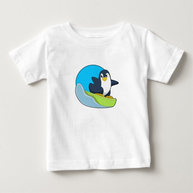 Penguin as Snowboarder with Sonowboard.PNG Baby T-Shirt (Front)