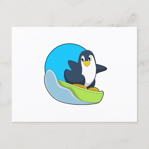 Penguin as Snowboarder with SonowboardPNG Postcard