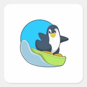 Penguin as Snowboarder with Sonowboard.PNG Square Sticker