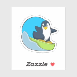 Penguin as Snowboarder with Sonowboard.PNG Sticker