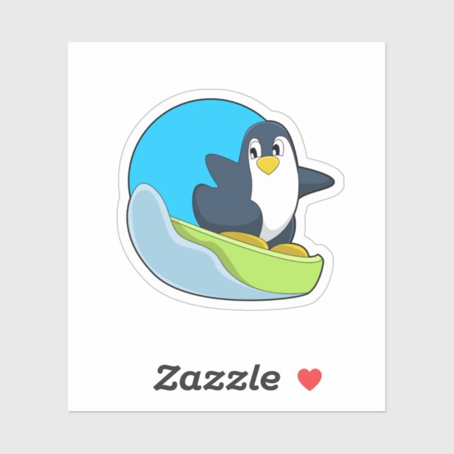 Penguin as Snowboarder with Sonowboard.PNG Sticker (Sheet)