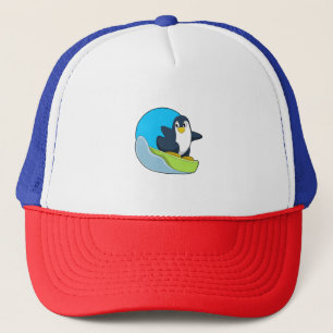 Penguin as Snowboarder with Sonowboard.PNG Trucker Hat
