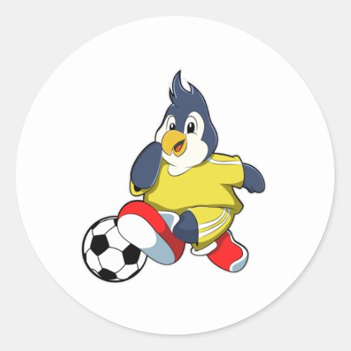 Penguin as Soccer player  Soccer ball Classic Round Sticker