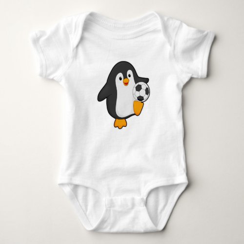 Penguin as Soccer player with Soccer ball Baby Bodysuit