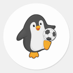 Penguin as Soccer player with Soccer ball Classic Round Sticker