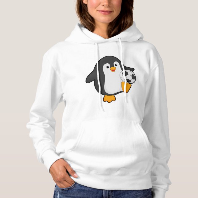 Penguin as Soccer player with Soccer ball Hoodie (Front)