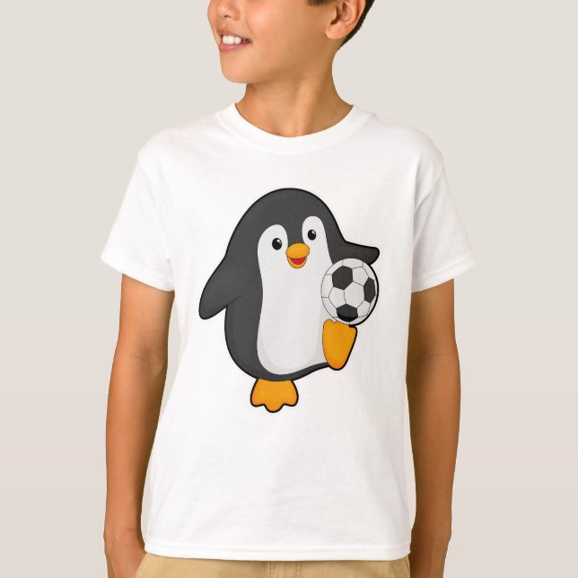Penguin as Soccer player with Soccer ball T-Shirt (Front)