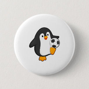 Penguin As Soccer Player With Soccer Ball T Shirt  Button
