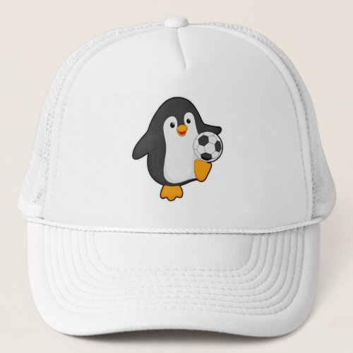 Penguin as Soccer player with Soccer ball Trucker Hat