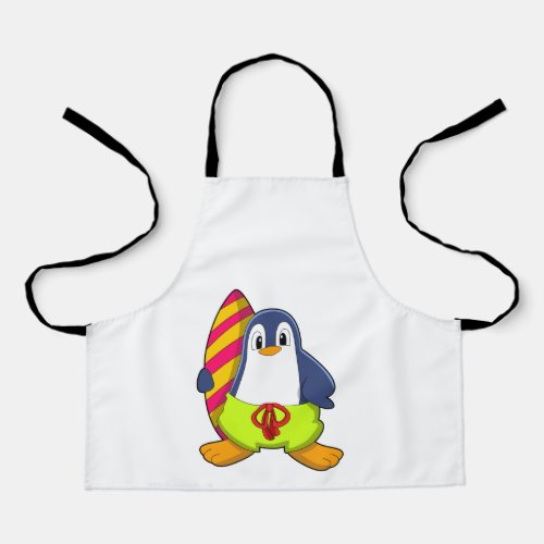 Penguin as Surfer with Surfboard Apron