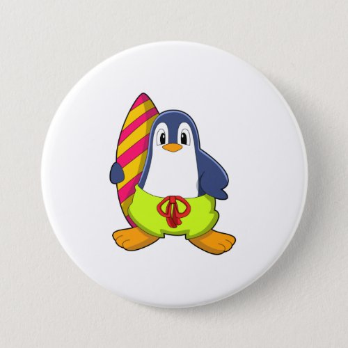 Penguin as Surfer with Surfboard Button