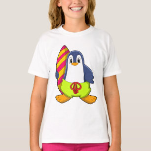 Penguin as Surfer with Surfboard T-Shirt