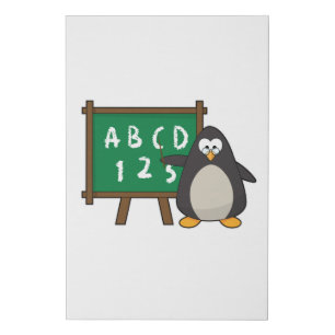 Penguin as Teacher with Blackboard Faux Canvas Print