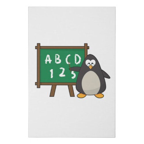 Penguin as Teacher with Blackboard Faux Canvas Print