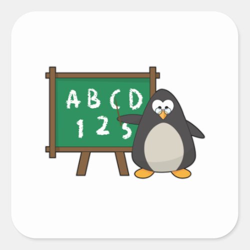Penguin as Teacher with Blackboard Square Sticker