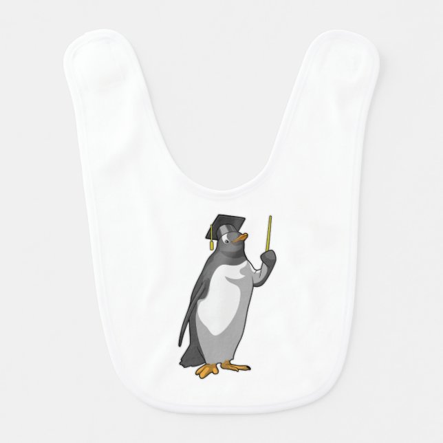Penguin as Teacher with Pointer Baby Bib (Front)