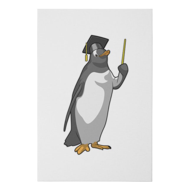Penguin as Teacher with Pointer Faux Canvas Print (Front)