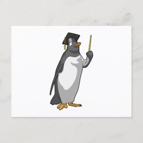 Penguin as Teacher with Pointer Postcard