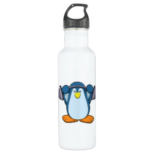 Penguin at Bodybuilding with Dumbbells Stainless Steel Water Bottle