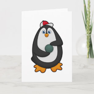 Penguin at Bowling with Bowling ball Card