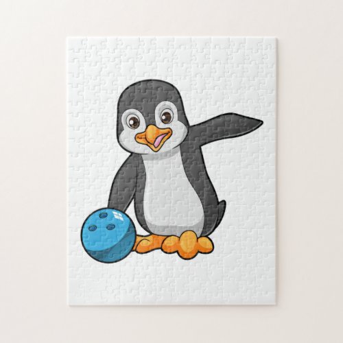 Penguin at Bowling with Bowling ball Jigsaw Puzzle
