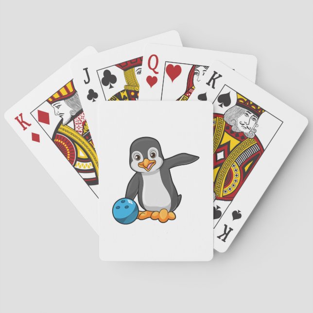 Penguin at Bowling with Bowling ball Poker Cards (Back)