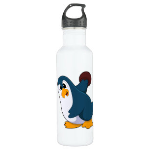 Penguin at Bowling with Bowling ball Stainless Steel Water Bottle