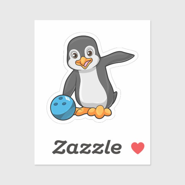 Penguin at Bowling with Bowling ball Sticker (Sheet)