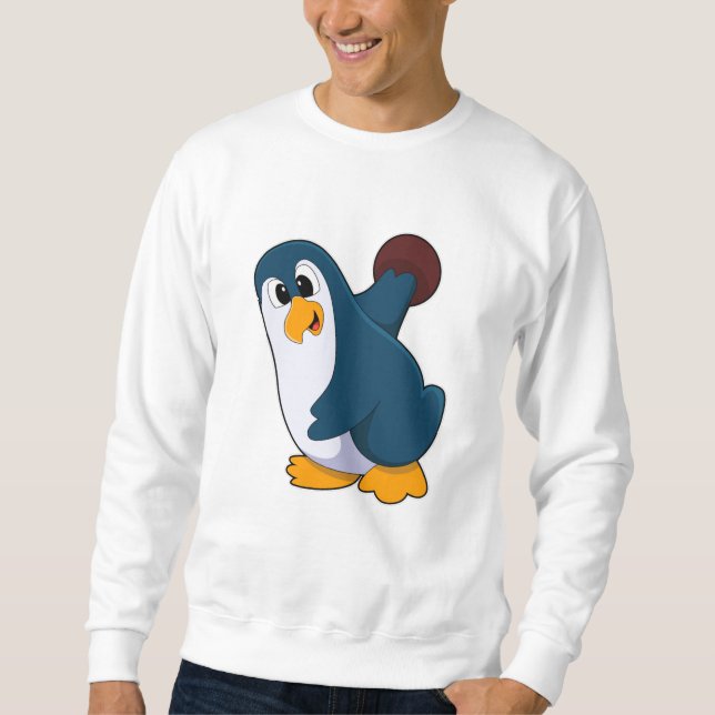 Penguin at Bowling with Bowling ball Sweatshirt (Front)