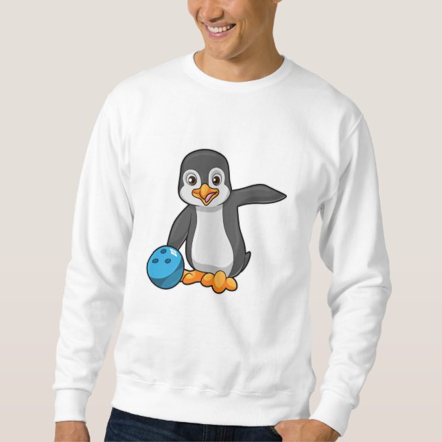 Penguin at Bowling with Bowling ball Sweatshirt (Front)