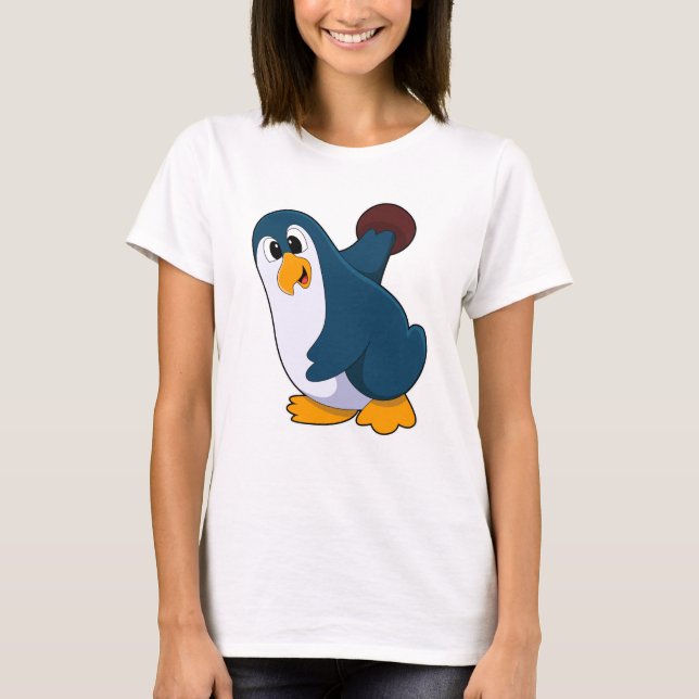 Penguin at Bowling with Bowling ball T-Shirt (Front)