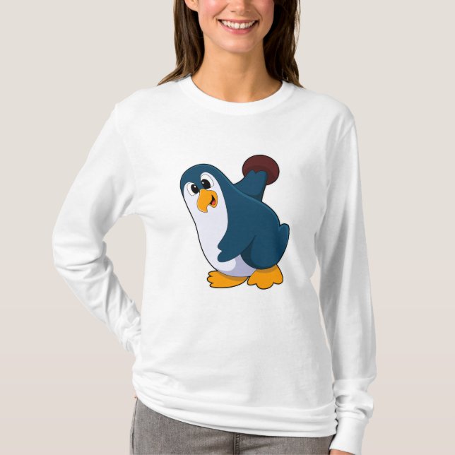 Penguin at Bowling with Bowling ball T-Shirt (Front)