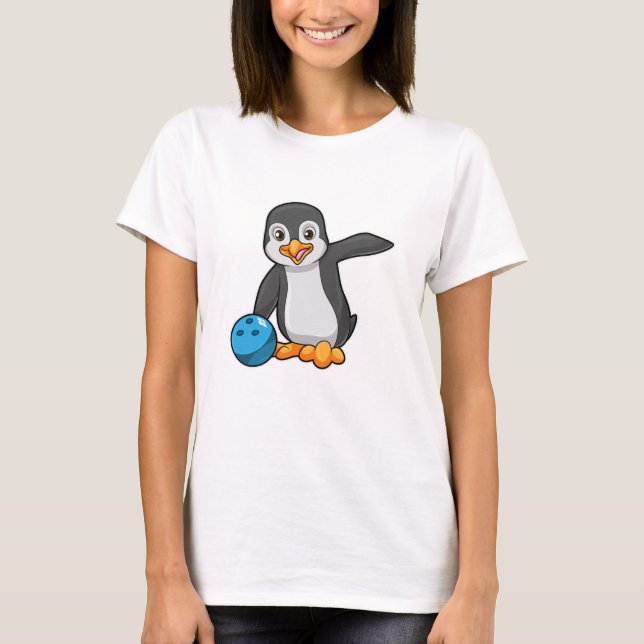 Penguin at Bowling with Bowling ball T-Shirt (Front)
