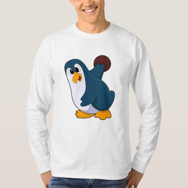 Penguin at Bowling with Bowling ball T-Shirt (Front)