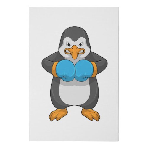 Penguin at Boxing with Boxing gloves Faux Canvas Print