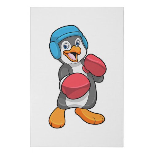 Penguin at Boxing with Boxing gloves  Helmet Faux Canvas Print