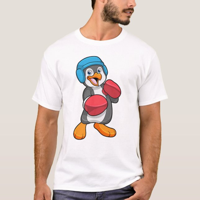 Penguin at Boxing with Boxing gloves & Helmet T-Shirt (Front)