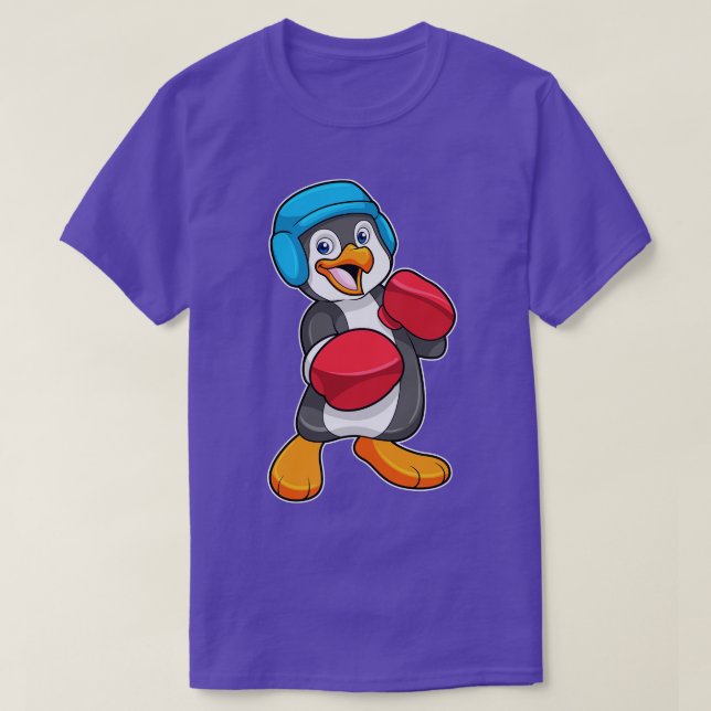 Penguin at Boxing with Boxing gloves Helmet T-Shirt (Design Front)
