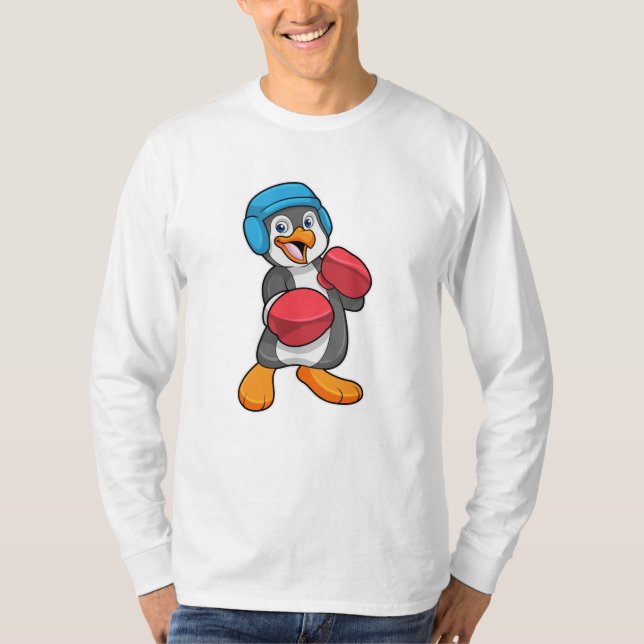 Penguin at Boxing with Boxing gloves & Helmet T-Shirt (Front)
