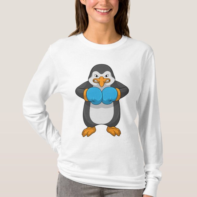 Penguin at Boxing with Boxing gloves T-Shirt (Front)