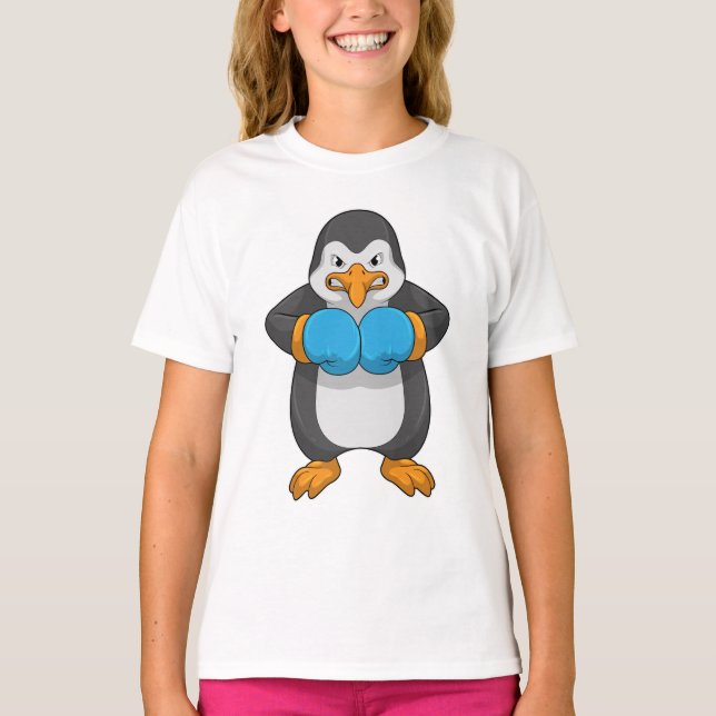 Penguin at Boxing with Boxing gloves T-Shirt (Front)